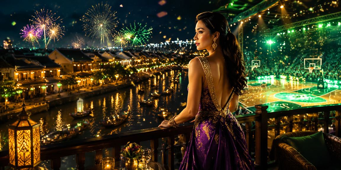 Người dùng Hội An theo dõi cá cược bóng rổ qua app điện thoại bên cà phê